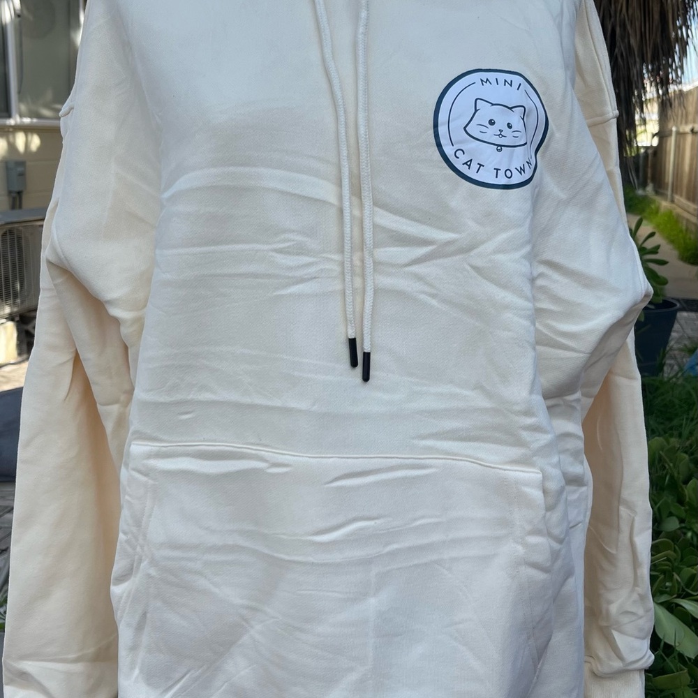 Cream Hoodie, sweater. New